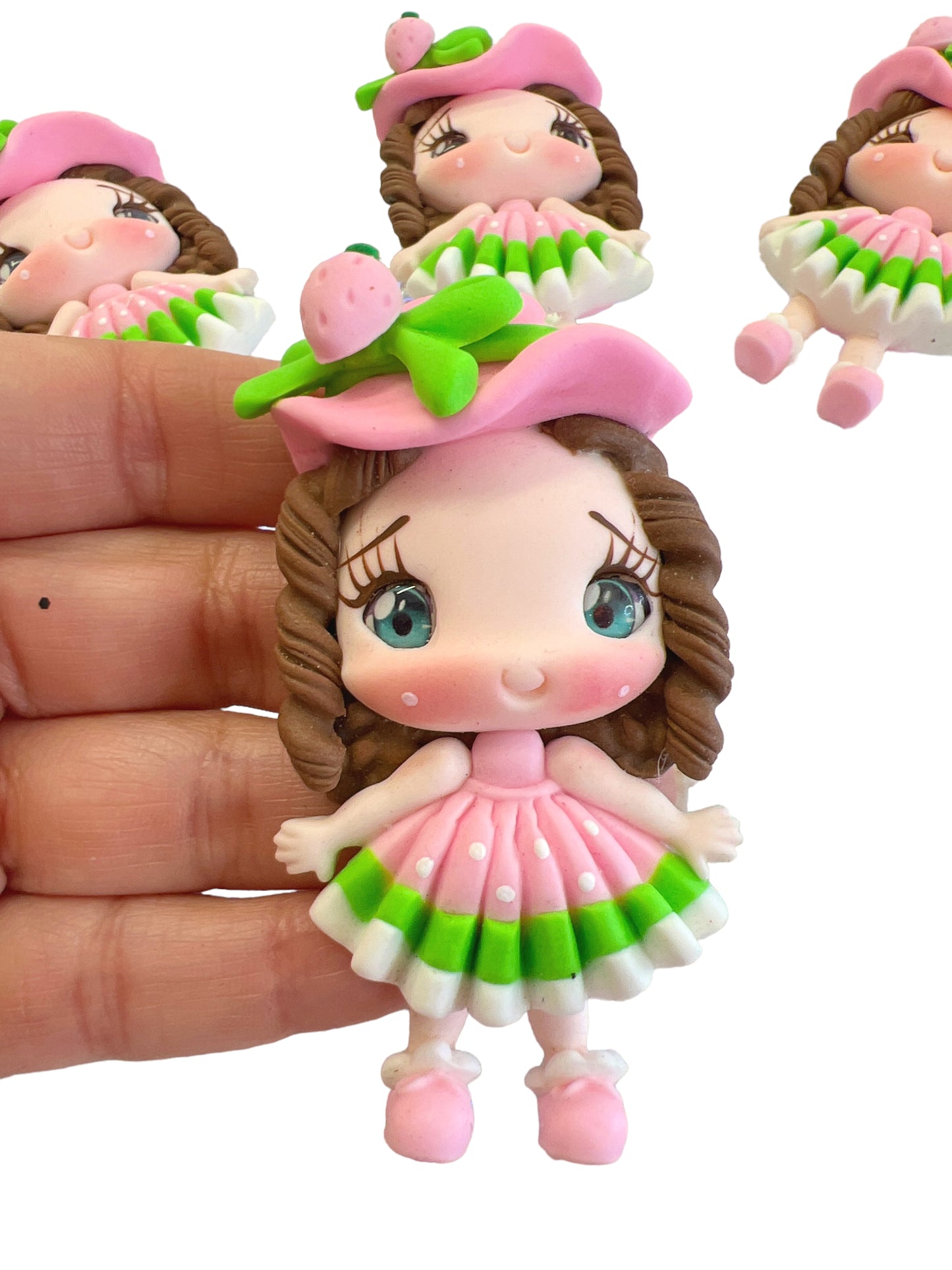 Strawberry Dress Clay Doll