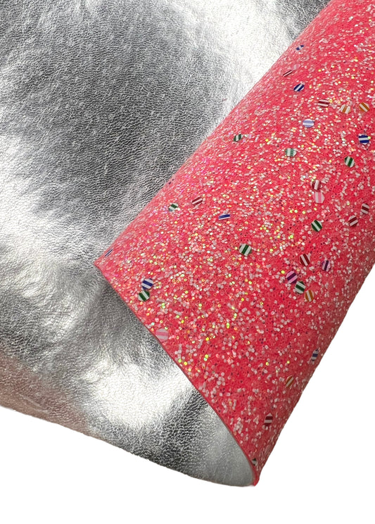 Doble Vista/Double Sided Neon Pink Confetti Glitter