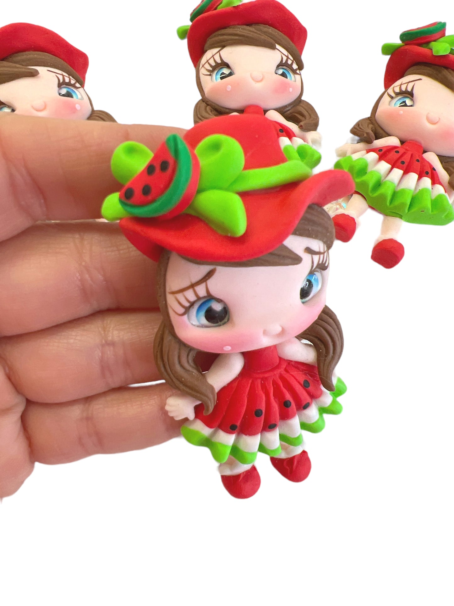 Watermelon Dress Clay Doll