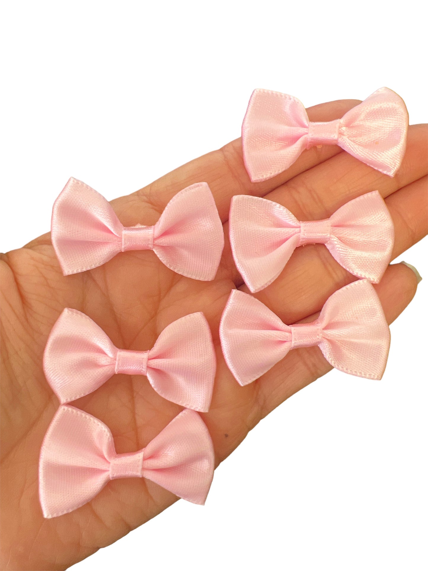 Satin Baby Pink Mini Bow Set of 6