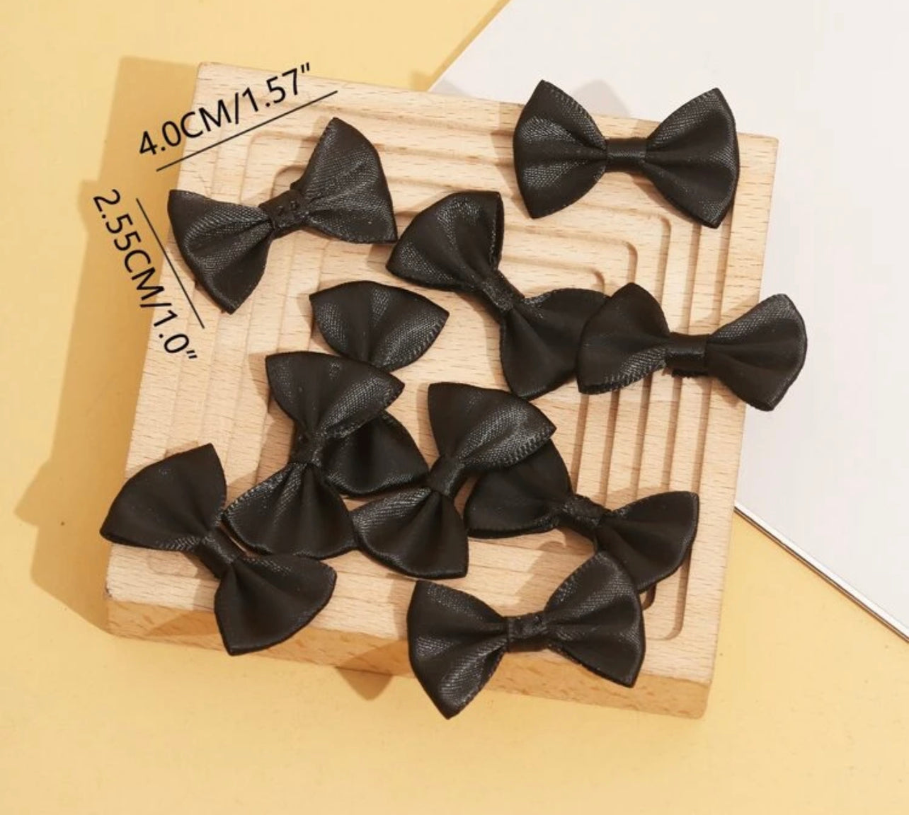 Satin Black Mini Bow Set of 6