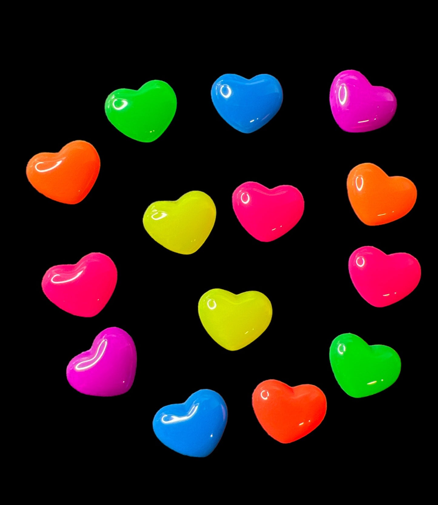 Neon Mini Hearts  Mix Colors 14 pcs