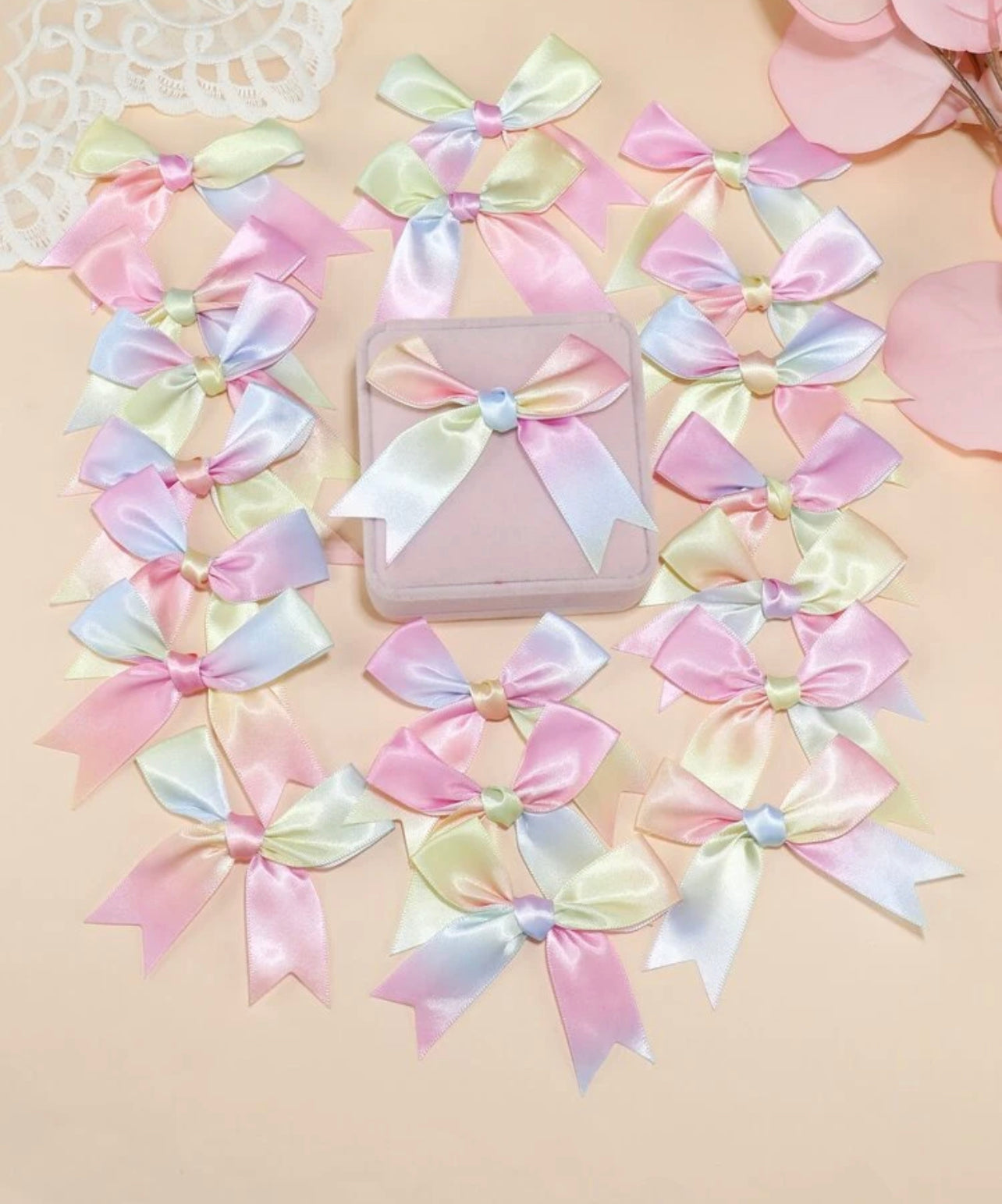 Rainbow  Silk Pre-made Bow 6pcs