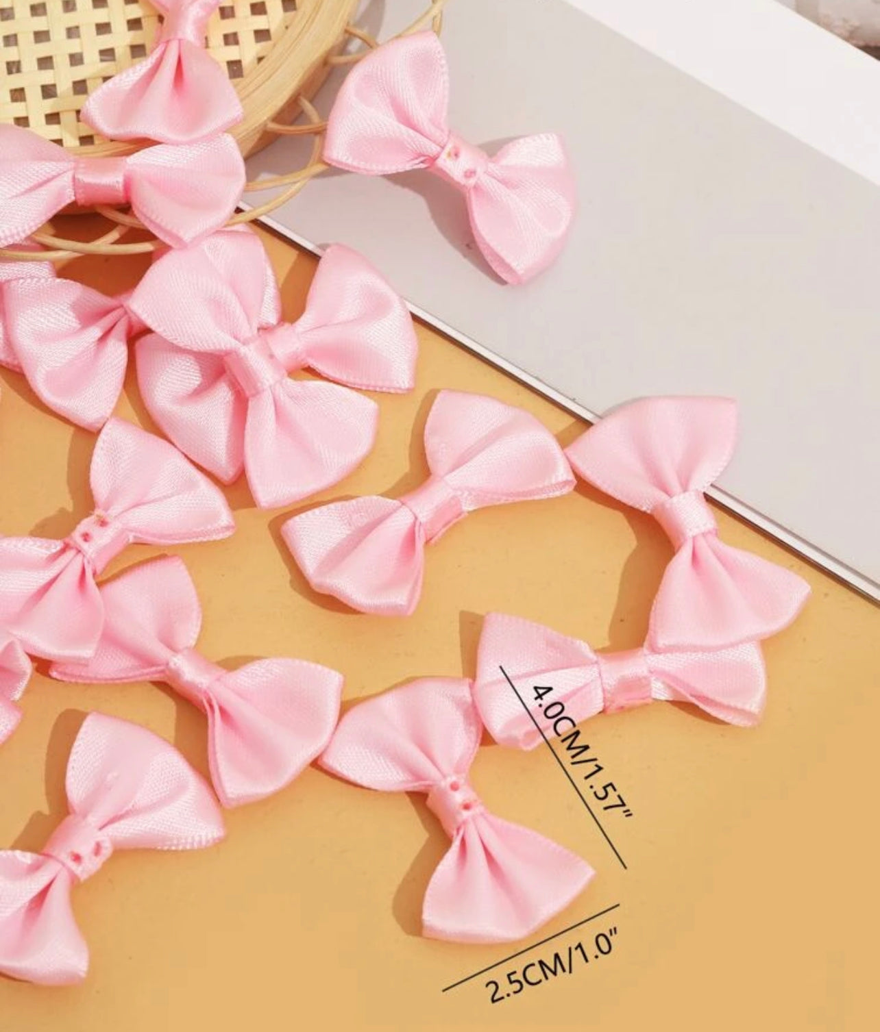 Satin Baby Pink Mini Bow Set of 6