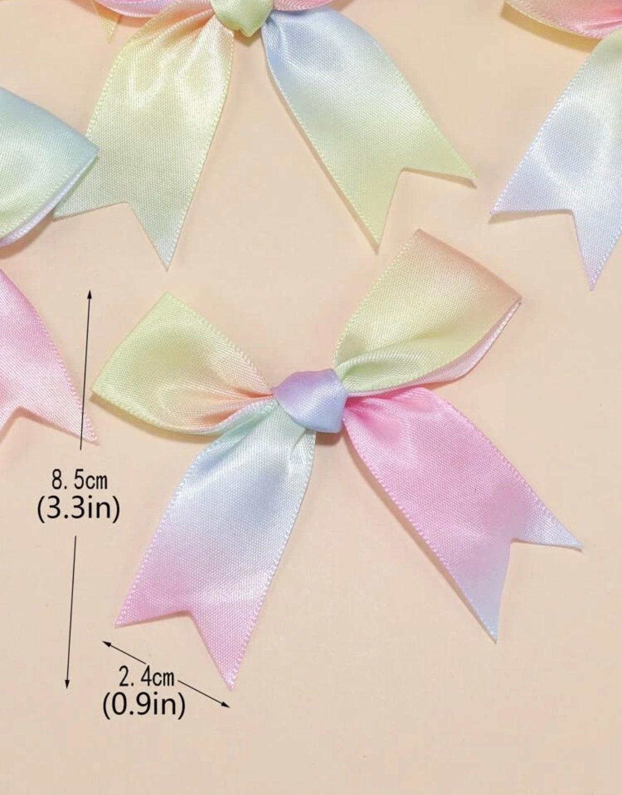 Rainbow  Silk Pre-made Bow 6pcs