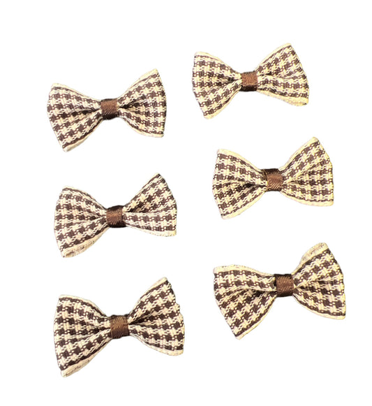 Mini Bow Plaid Pattern Set of 6