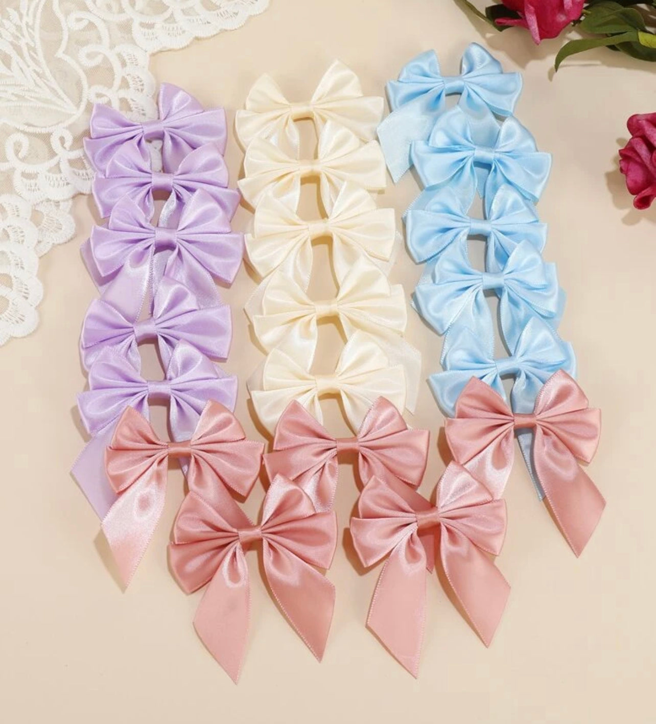 Silk Pre-made Bow set of 8pcs