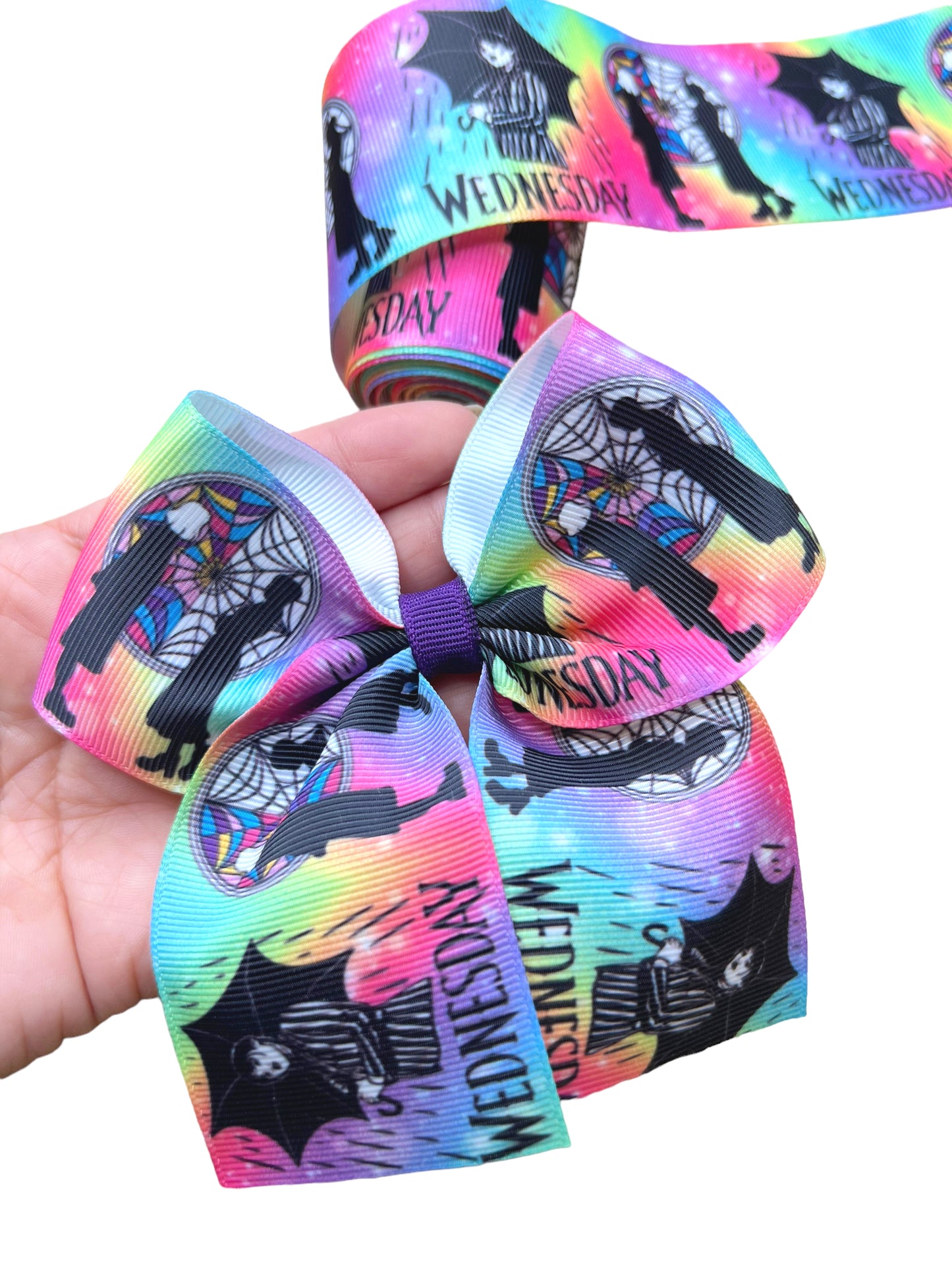 Black on Rainbow 2inch  Ribbon