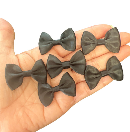 Satin Black Mini Bow Set of 6