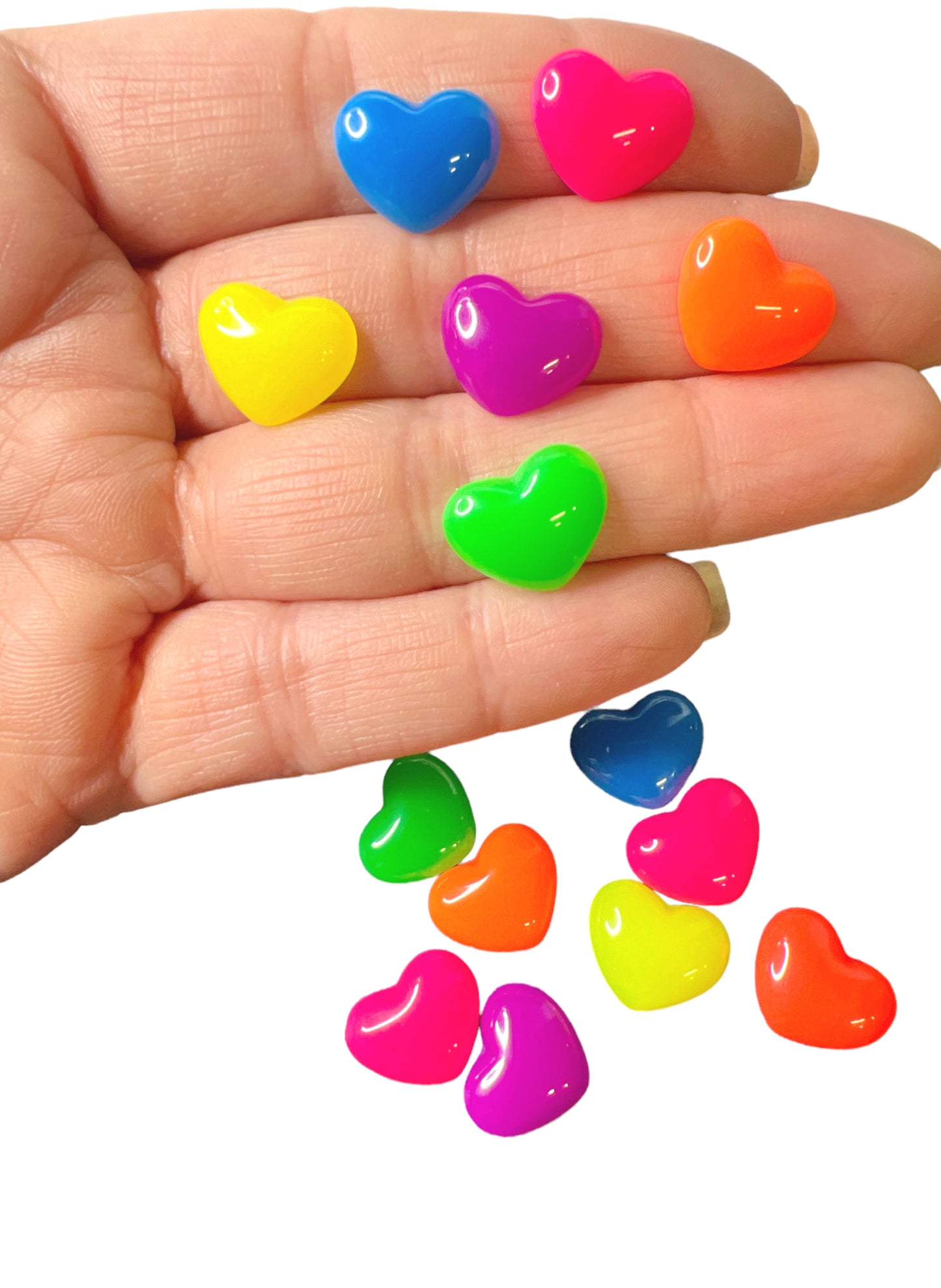 Neon Mini Hearts  Mix Colors 14 pcs