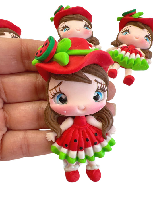 Watermelon Dress Clay Doll