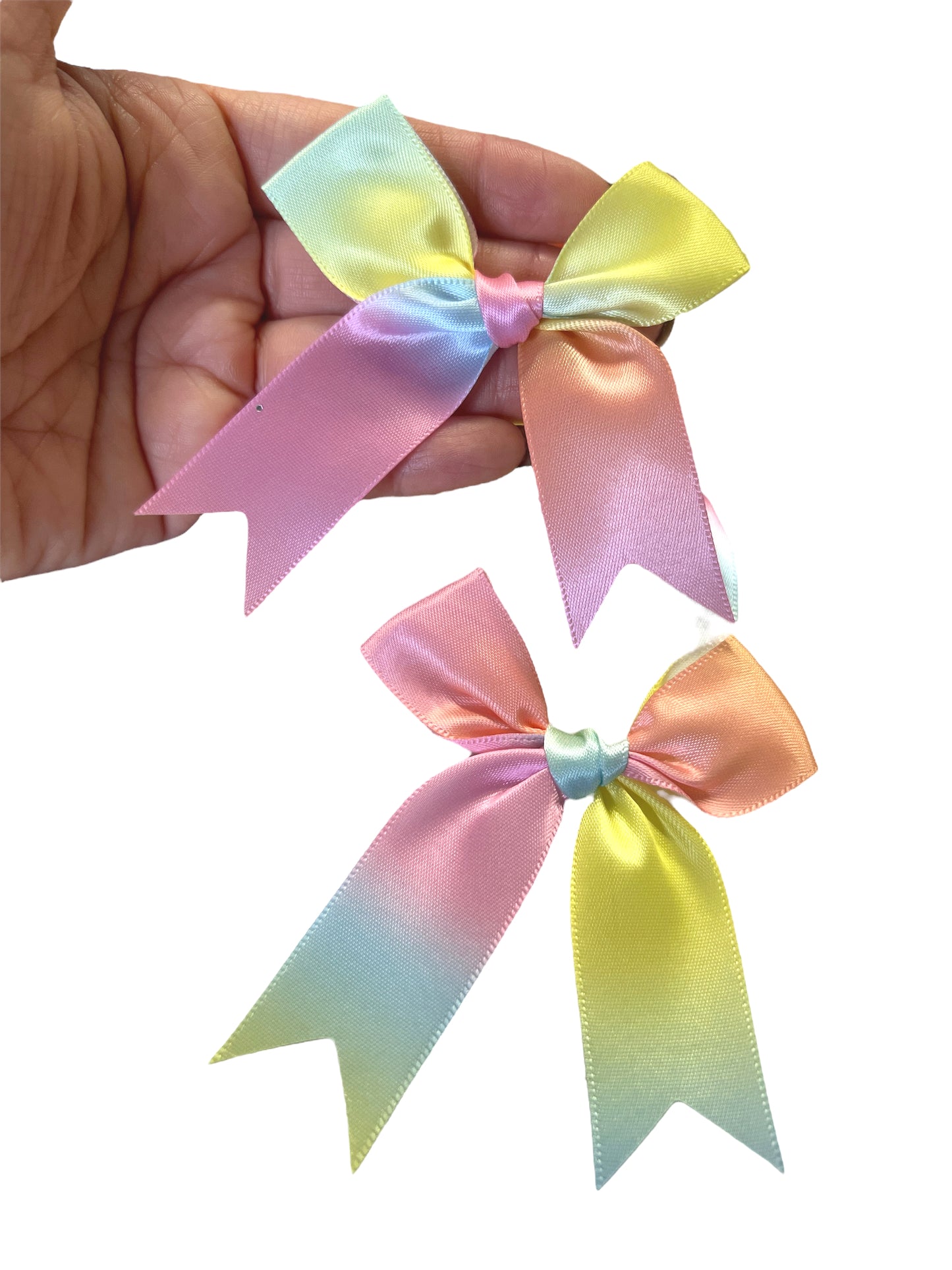 Rainbow  Silk Pre-made Bow 6pcs